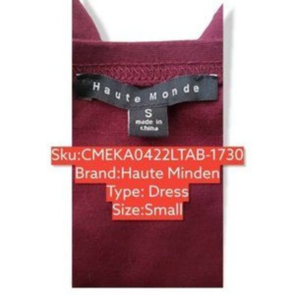 Haute Monde Women's Burgundy Sleeveless Bodycone Front Zip Mini Dress Size Small - Picture 2 of 4